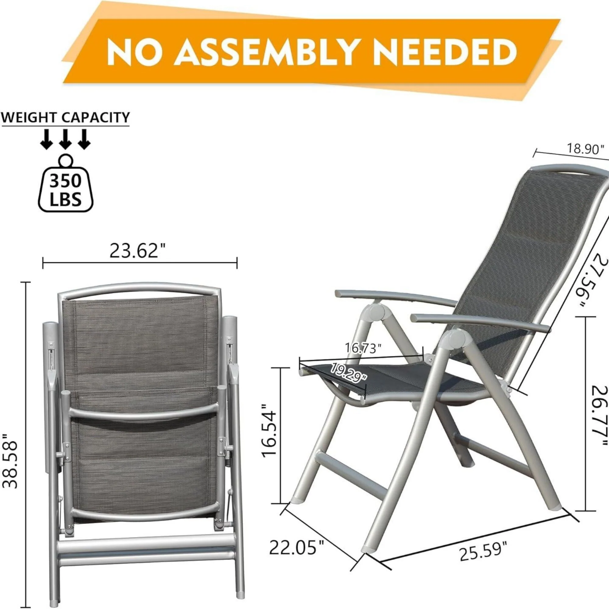 Patio Folding Chair Set of 2