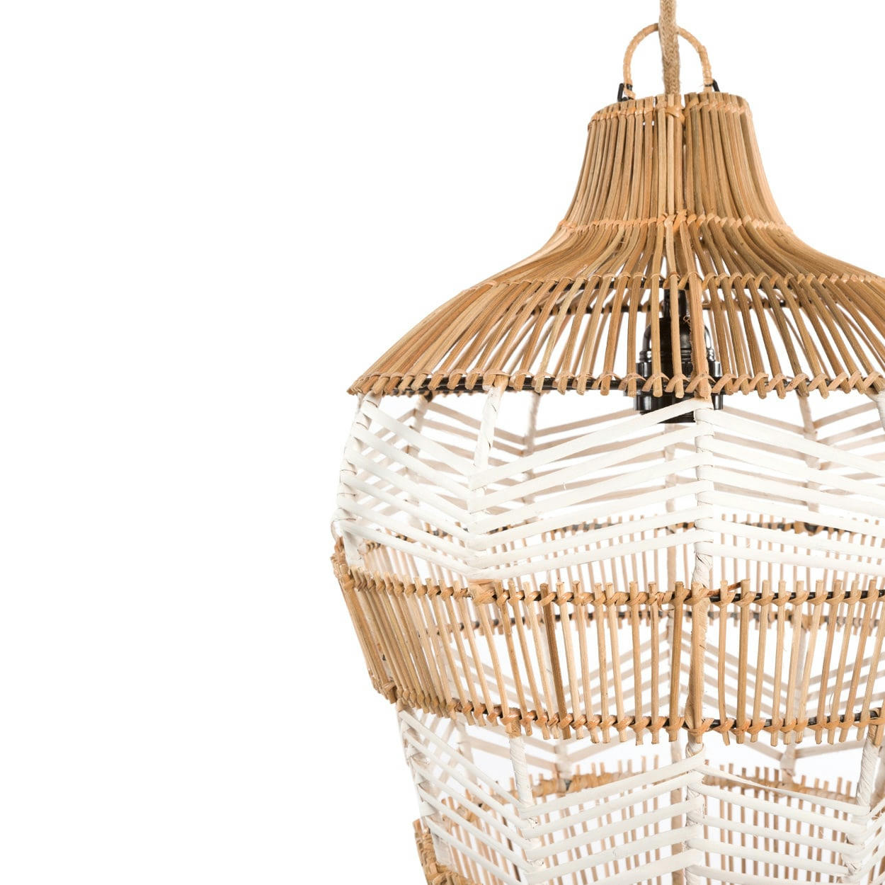 VASE - Abat-jour en rotin naturel blanc
