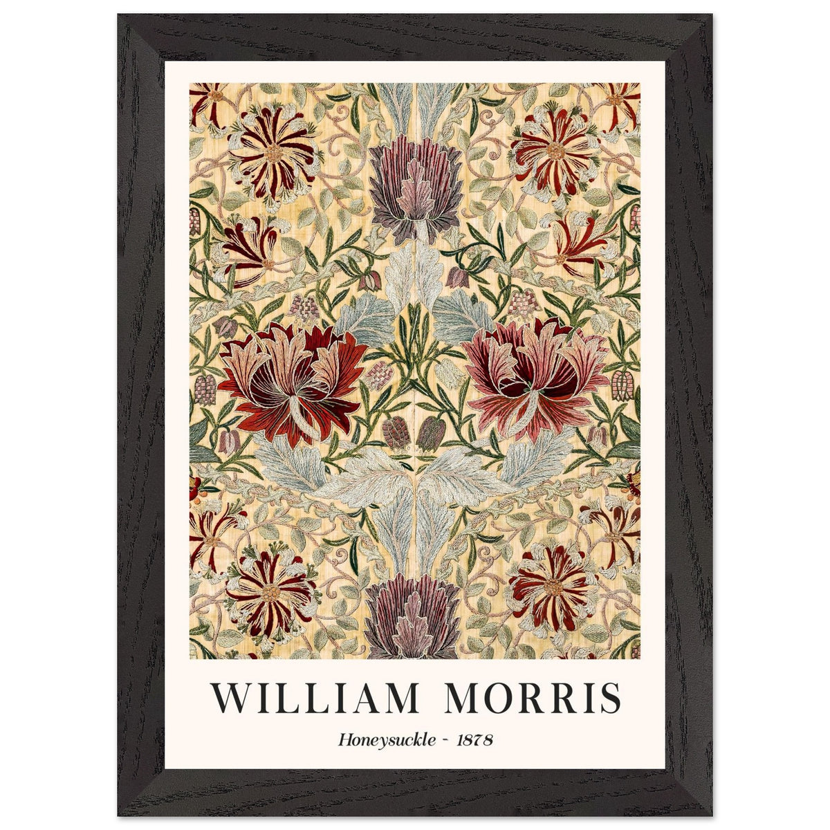 Artfulprints Poster met Lijst William Morris - Honeysuckle III 1886  - A4 21x29.7 cm - Meerkleurig