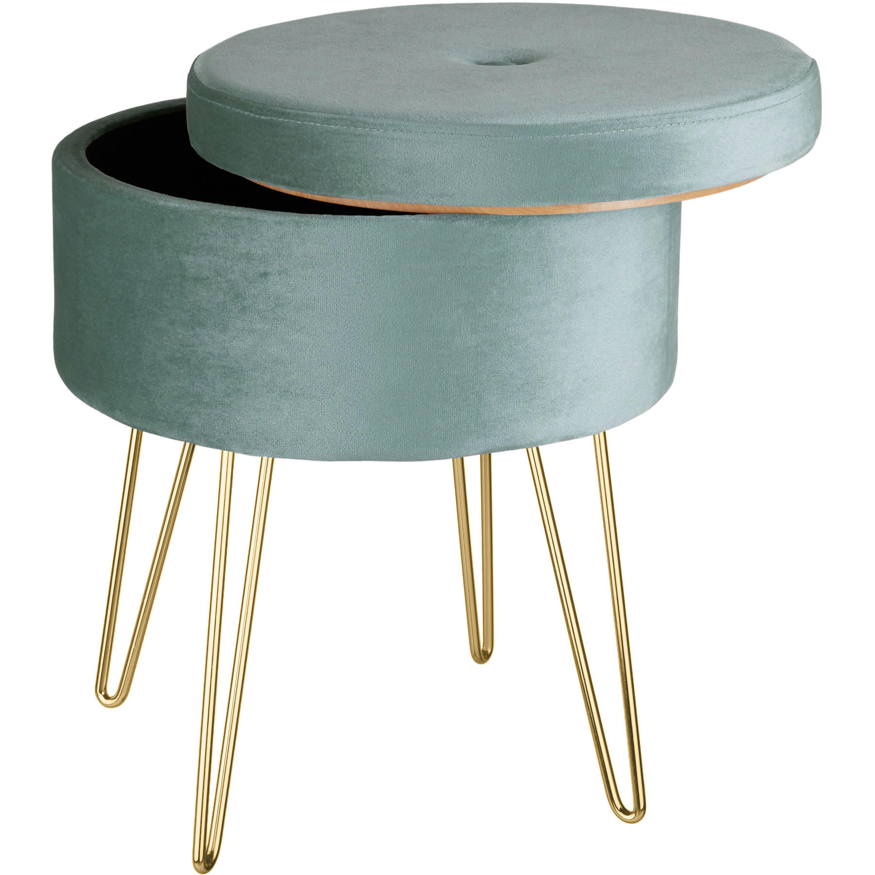 - Banc Tabouret Coffre de rangement Rond turquoise
