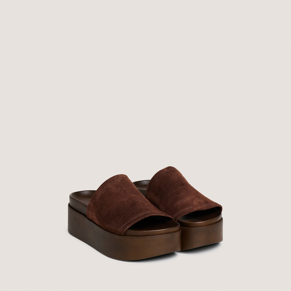 Mules à plateformesen cro?te marron foncé | ETHEL