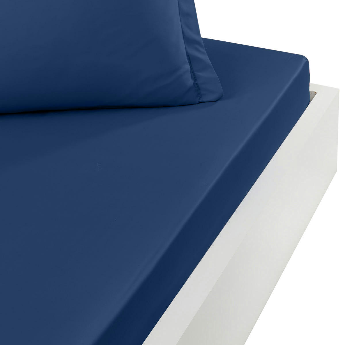 STUDIO - Drap housse en coton bonnet 30cm  marine 180x200 cm