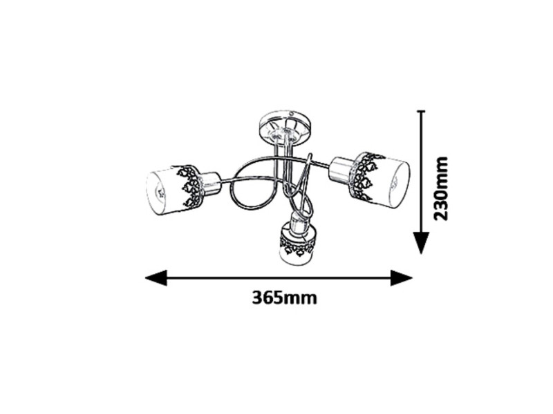 Lampa sufitowa czarno-biała Lacey 3xE14x40W wym: 23x36,5x36,5 cm Rabalux