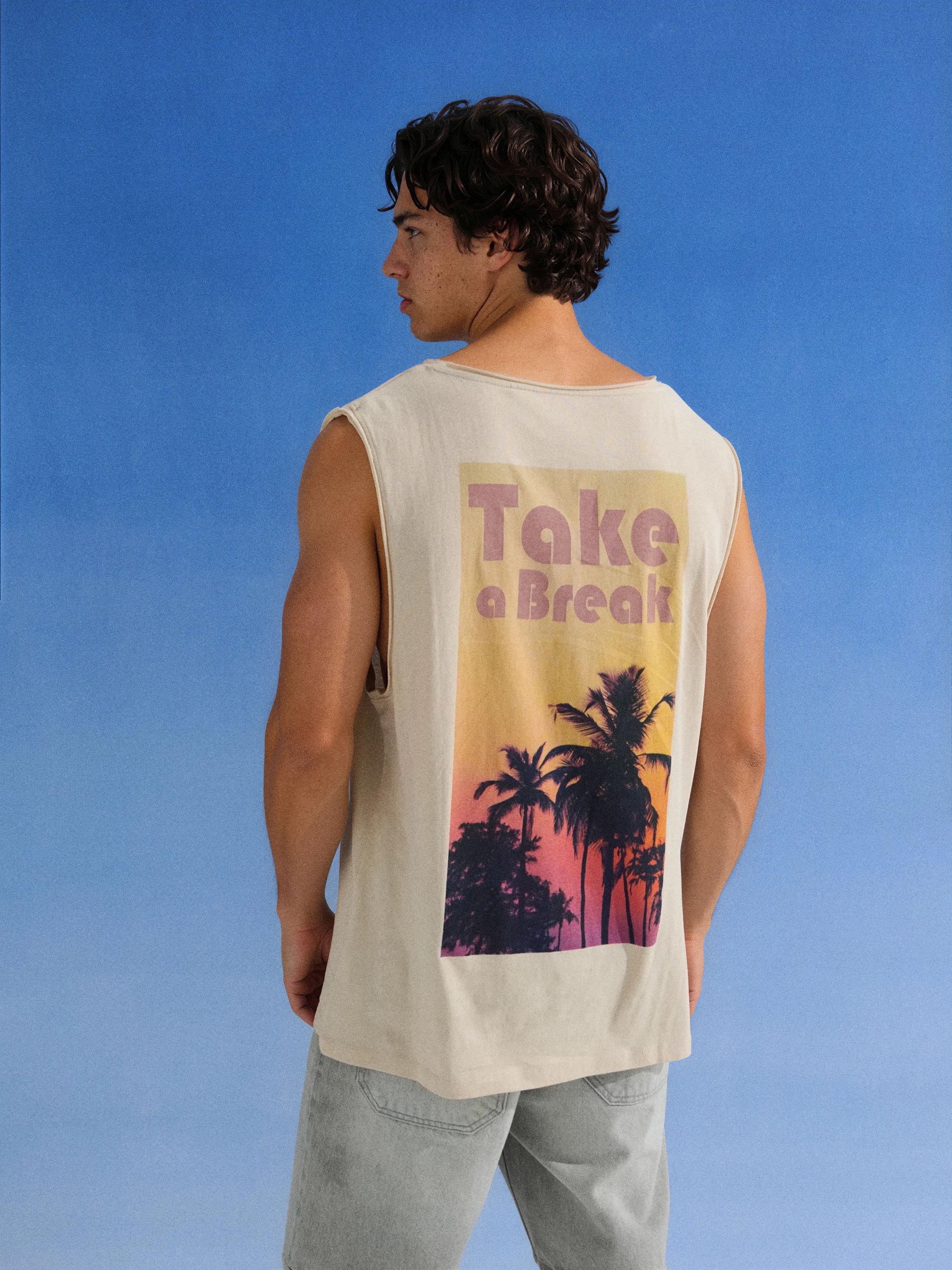 Bawełniany tank top z nadrukiem na plecach
