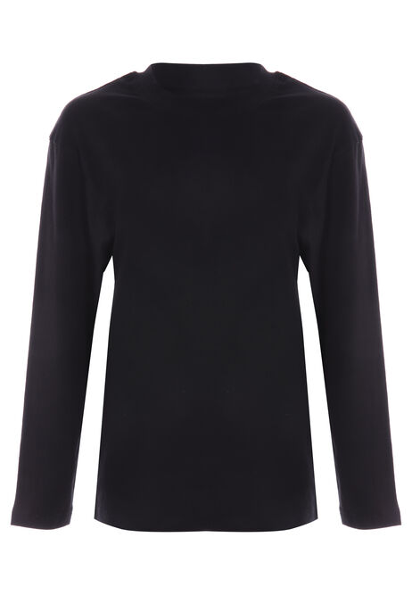 Older Boys Black Cotton Long Sleeve T-Shirt