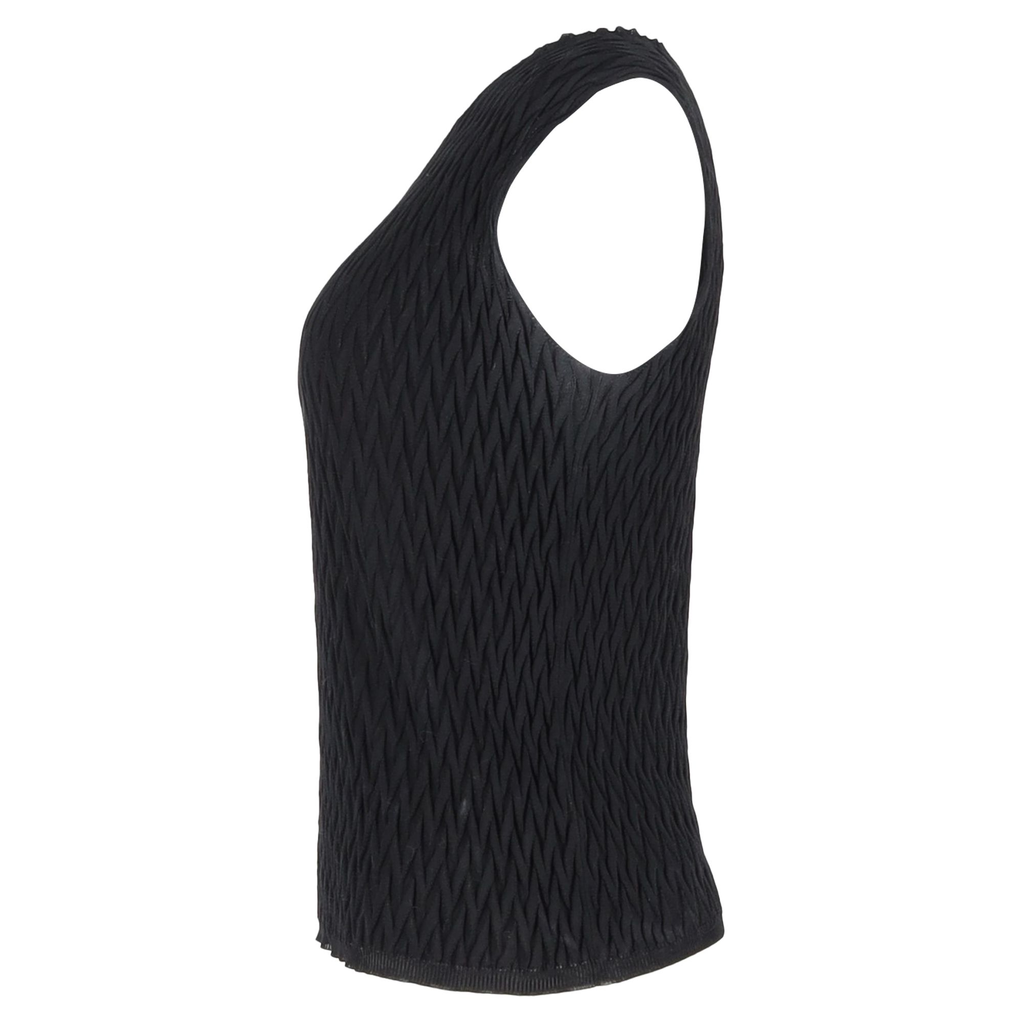 M Missoni Preloved Textured Knit Tank Top in Black Cotton