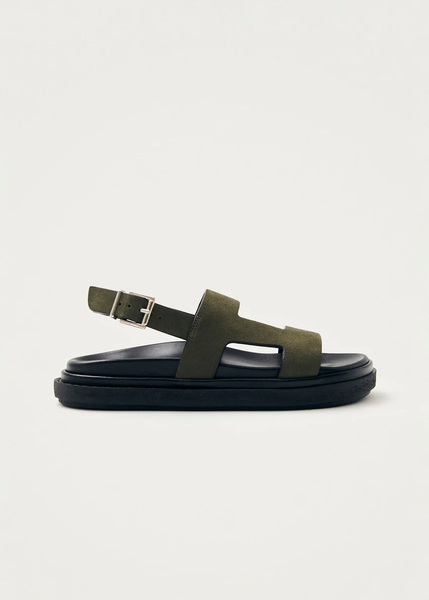 Lorelei Suede Khaki Leather Sandals