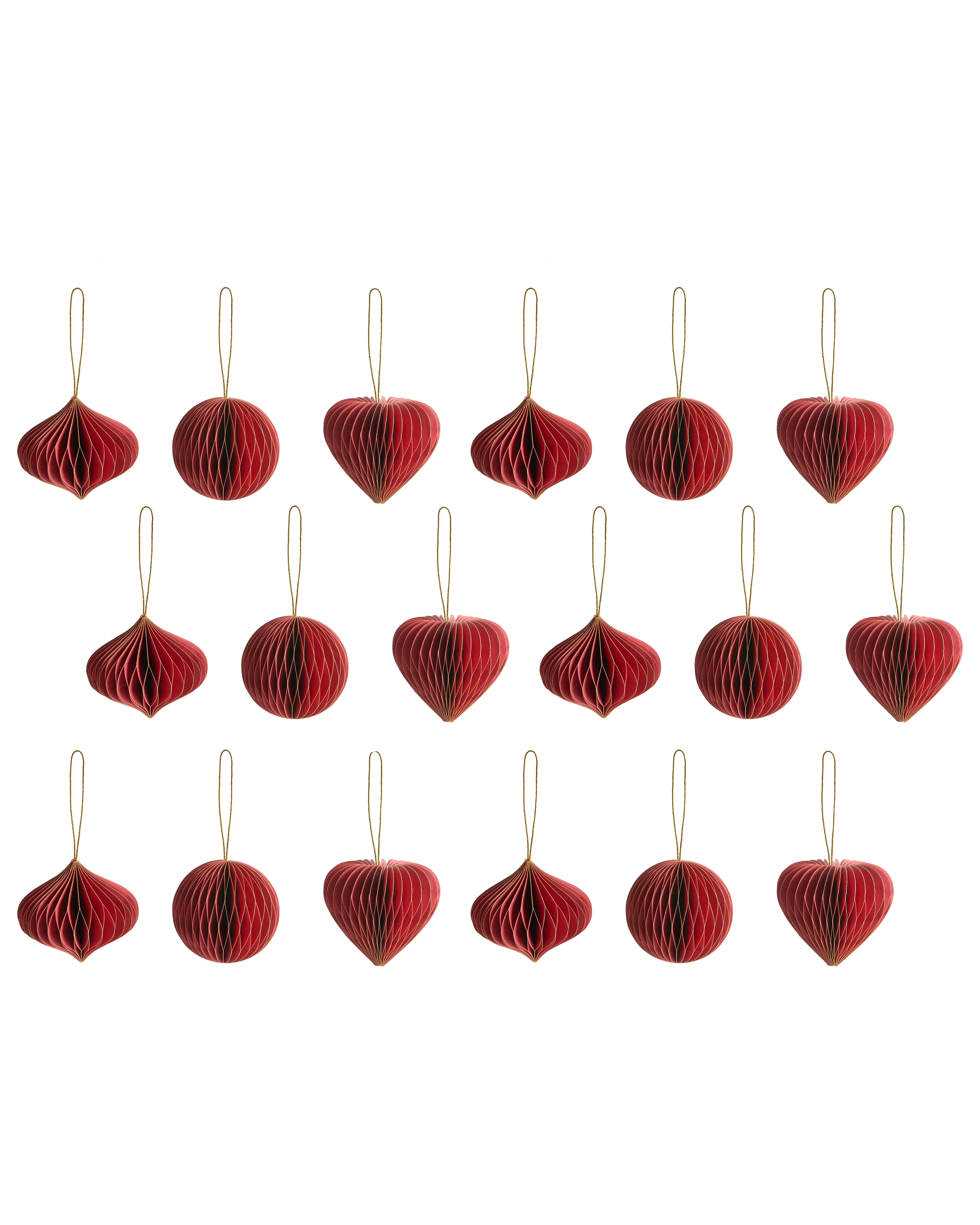 Set of 18 Christmas Tree Ornaments SUSA Paper Red