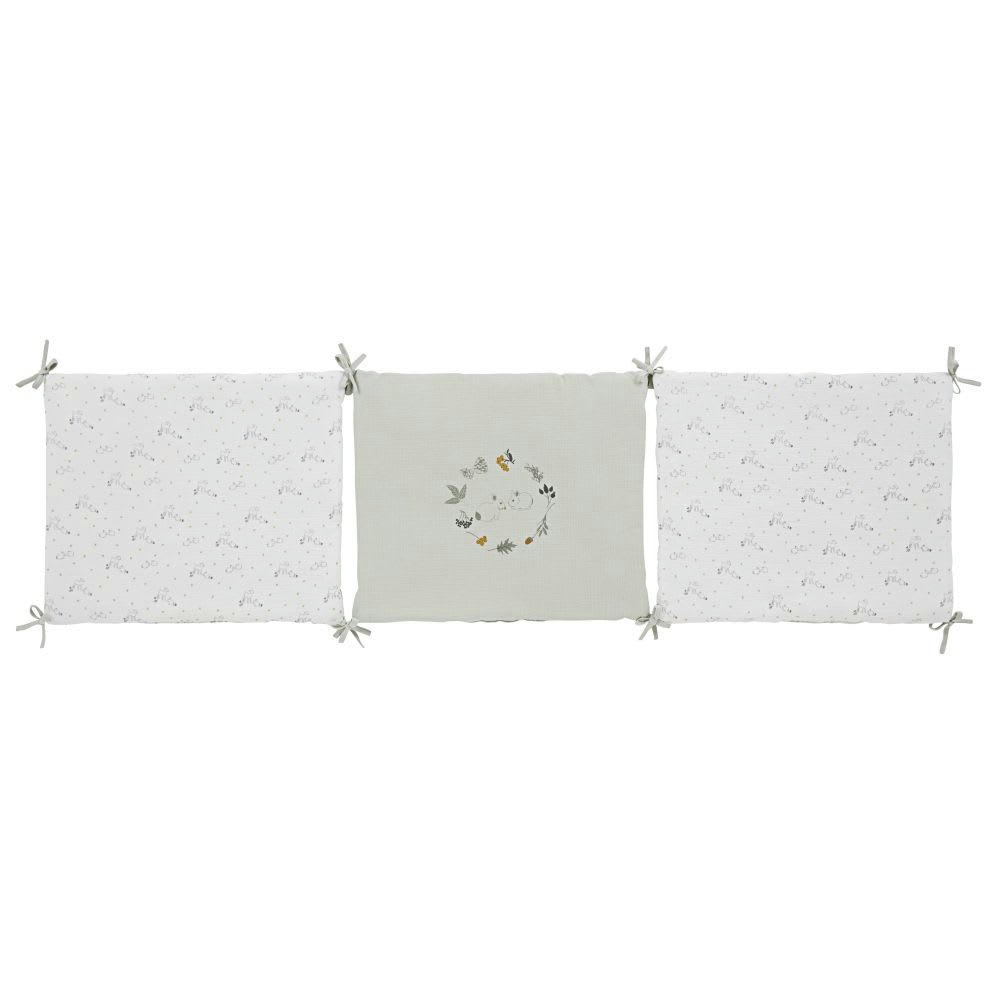 MIMIZAN - Tour de lit bébé en gaze de coton bio multicolore imprimé