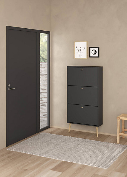 Meuble à chaussures Fung, Meuble à chaussures, Armoire d'entrée polyvalente, Rangement pour chaussures, 70x24 h139 cm, Gris