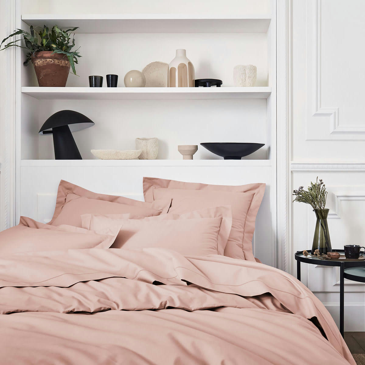 PREMIÈRE - Housse de couette unie en percale de coton rose 260x240
