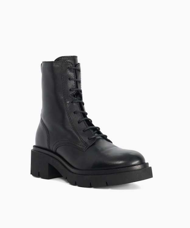 Pion Black - Leather Lace-Up Ankle Boots