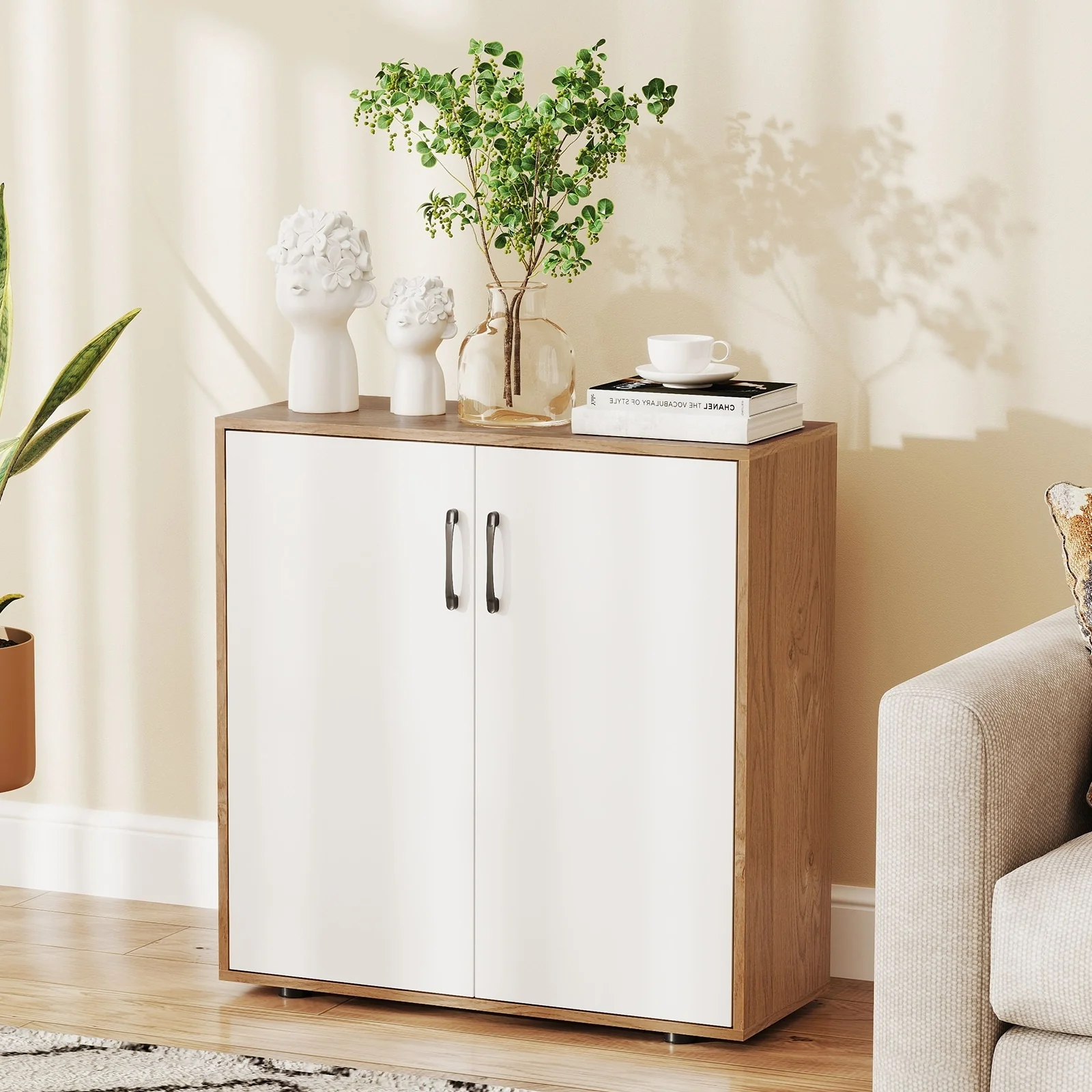 Gymax Coffee Bar Cabinet 2-Door Kitchen Storage Cabinet w/ 5-Position