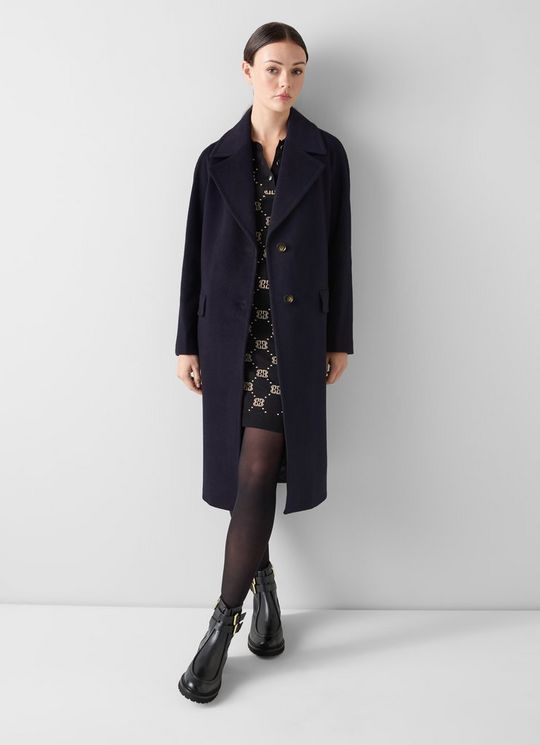 Tori Navy Wool-Blend Coat