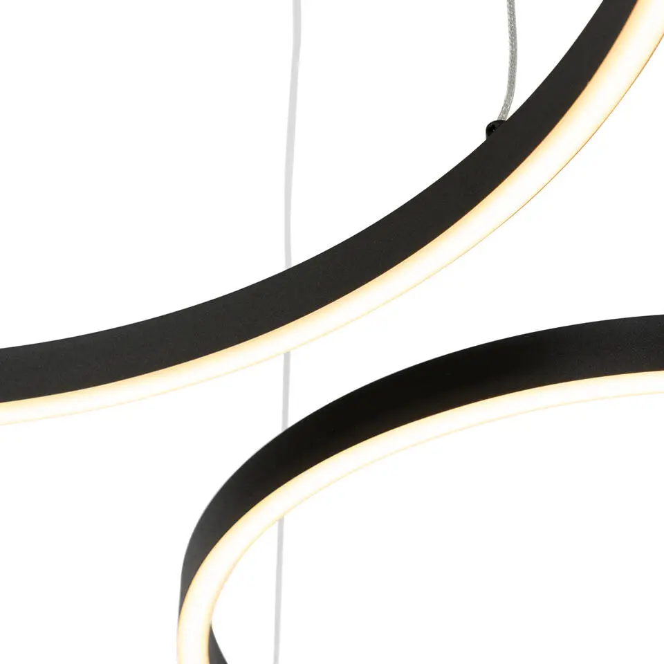 Qazqa hanglamp anello zwart ge?ntegreerde led