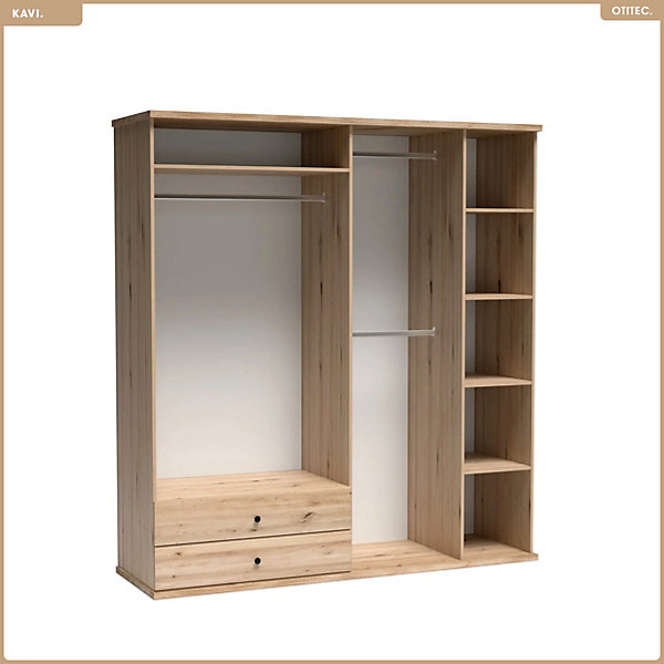 Grande armoire avec miroir - L.200 x H.213 x P.60 cm - KAVI