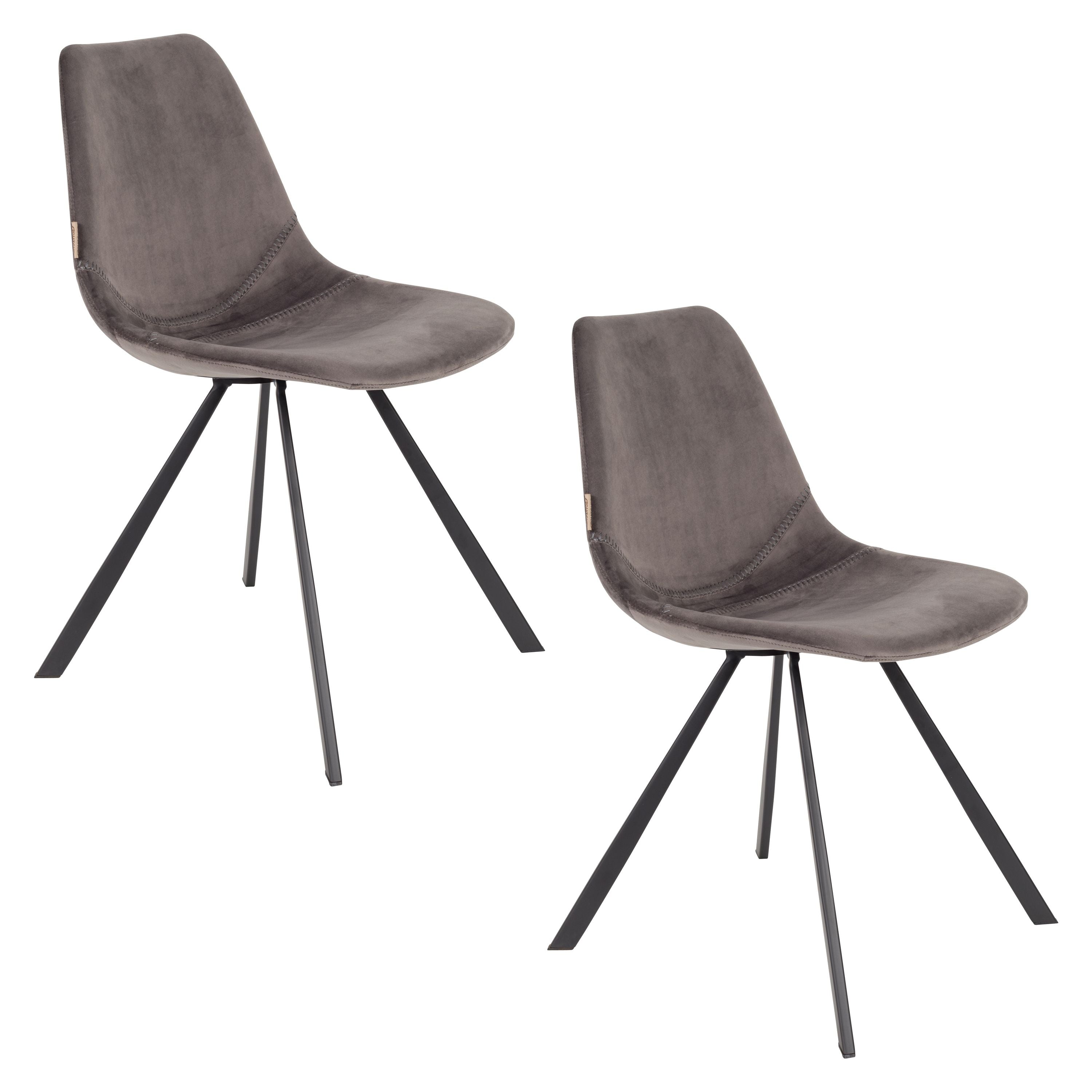 Dutchbone Franky Eetkamerstoelen Grijs - Set van 2