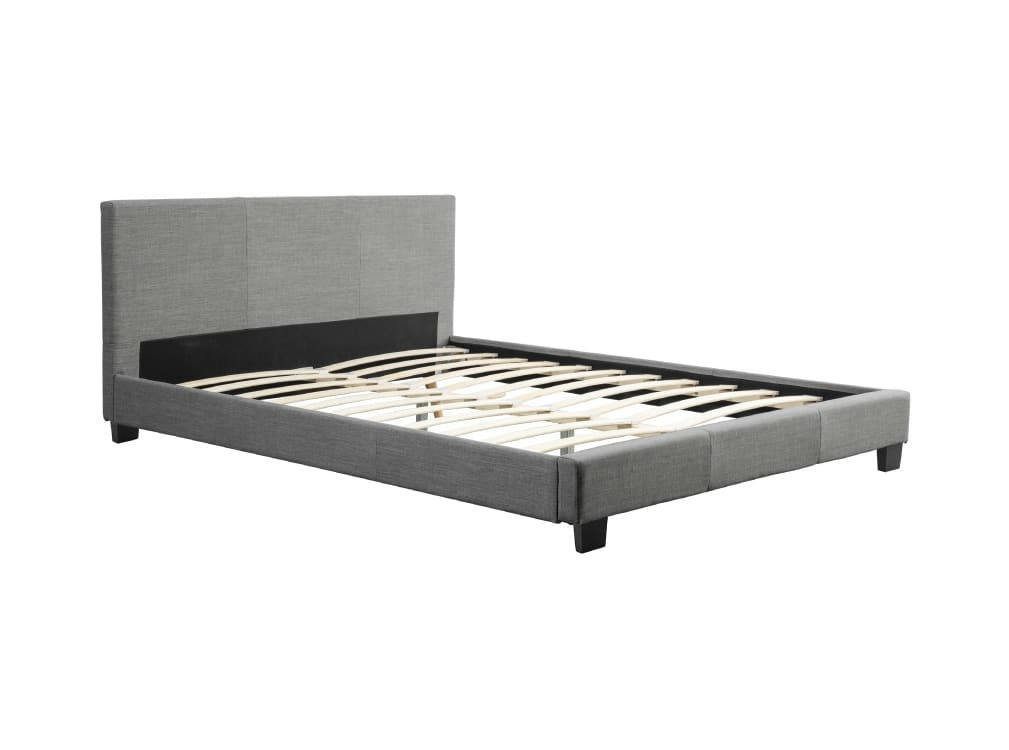 YOKO - Cadre de lit avec tête de lit, sommier à lattes - Gris -140 cm