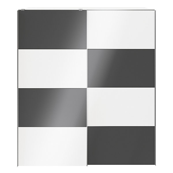 Armoire penderie portes coulissantes blanches brillantes et anthracite brillant GoodHome Atomia H. 225 x L. 200 x P. 63,5 cm