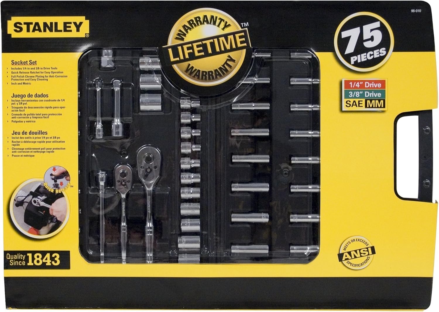 Stanley 96-010 75-Piece Mechanics Tool Set