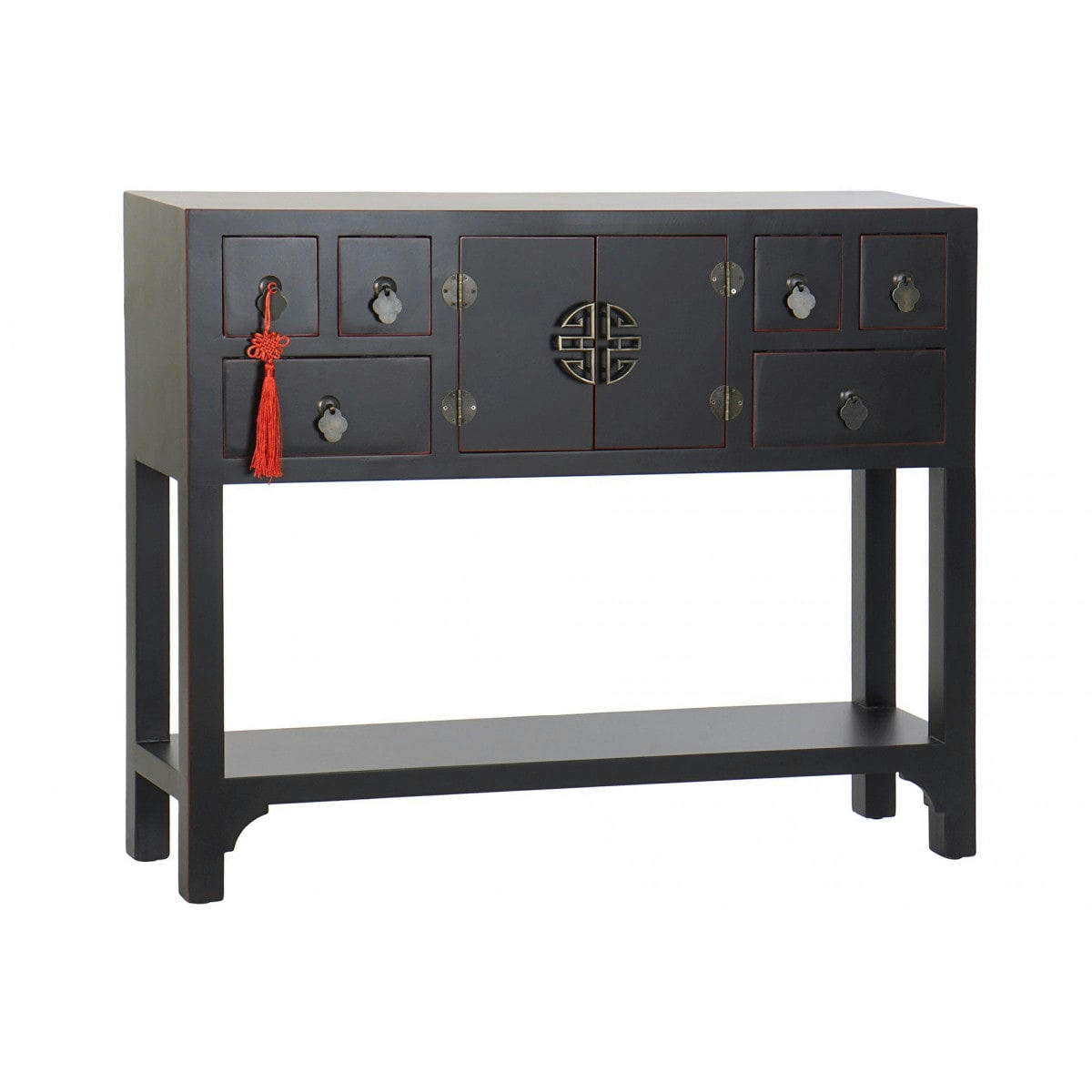 ORIENTAL - Console en bois noir style oriental 95x24x79cm
