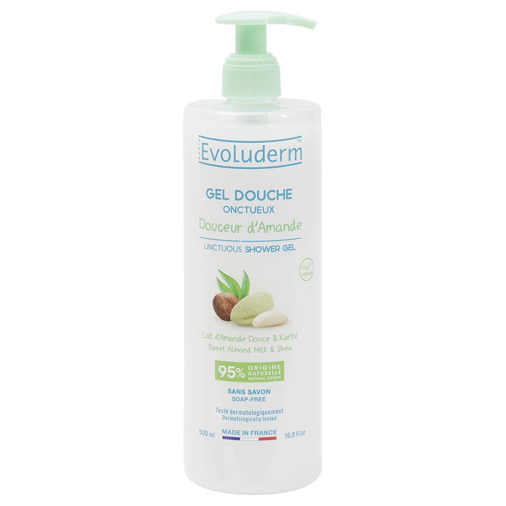 Gel douche Evoluderm onctueux Lait d'amande douce et Karité 500ml