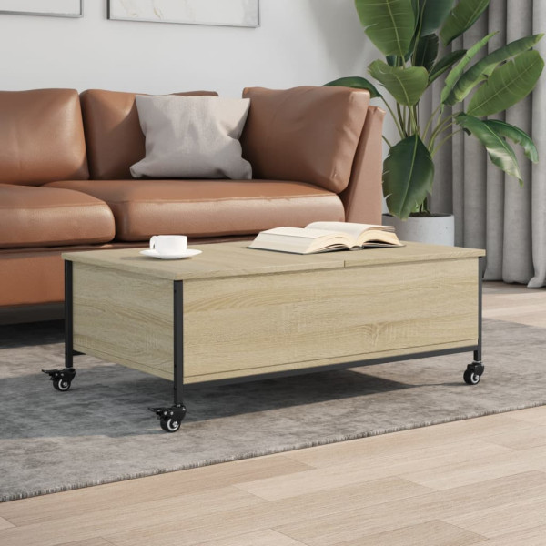 Stolik Kawowy Ława Stół Dąb Sonoma 91x55x34 Kółka Do Salonu Do Pokoju
