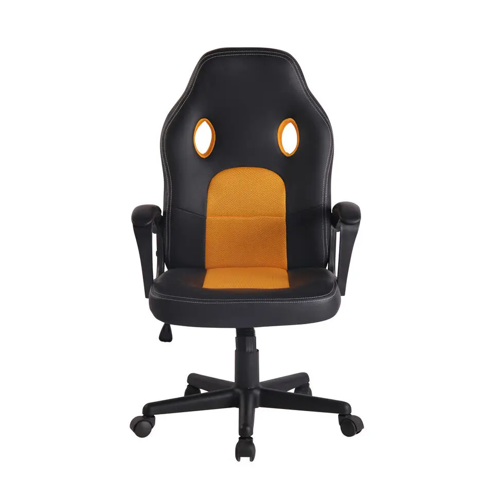 CLP Bureaustoel Elbing zwart Frame - Kunstleer - zwart/geel