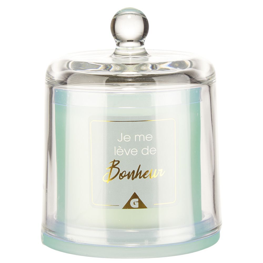 Bougie cloche message senteur Vanille turquoise