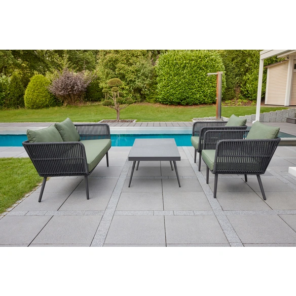 Loungeset »Saigon«, 4 Sitzplätze, Stahl/Rope/Glaskeramik, inkl. Auflagen