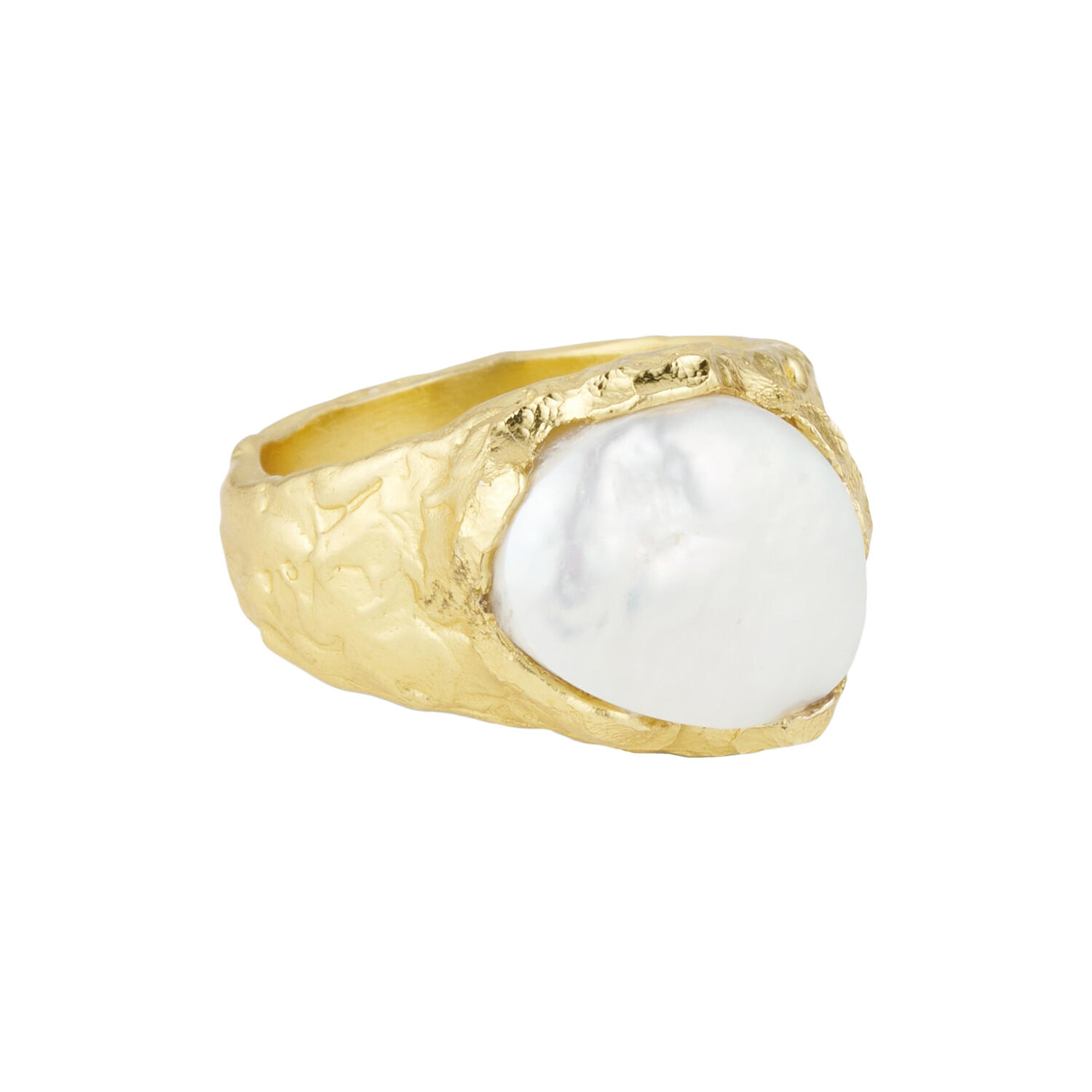 Adeline ring med perle, forgyldt