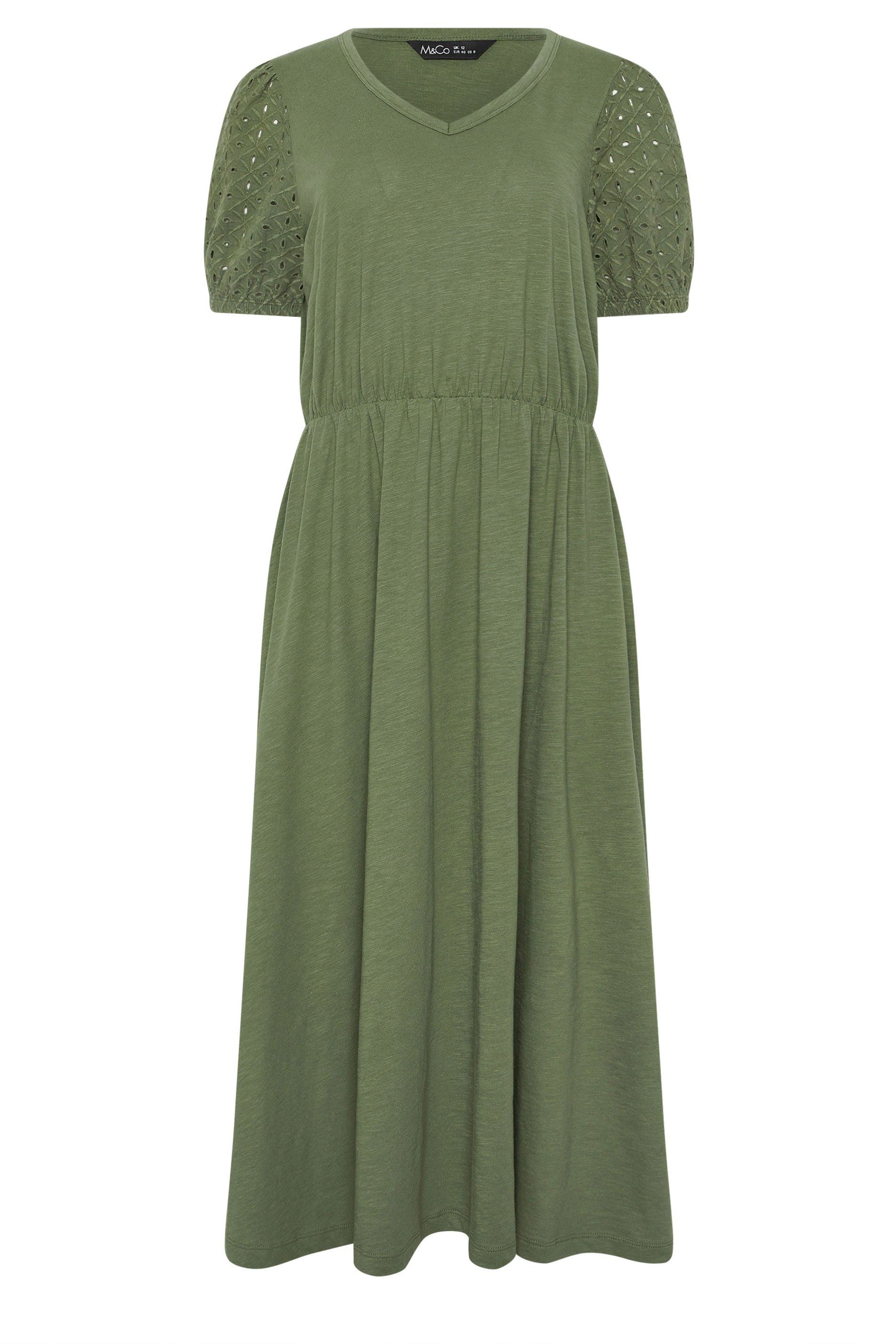 M&Co Broderie Sleeve Cotton Midi Dress