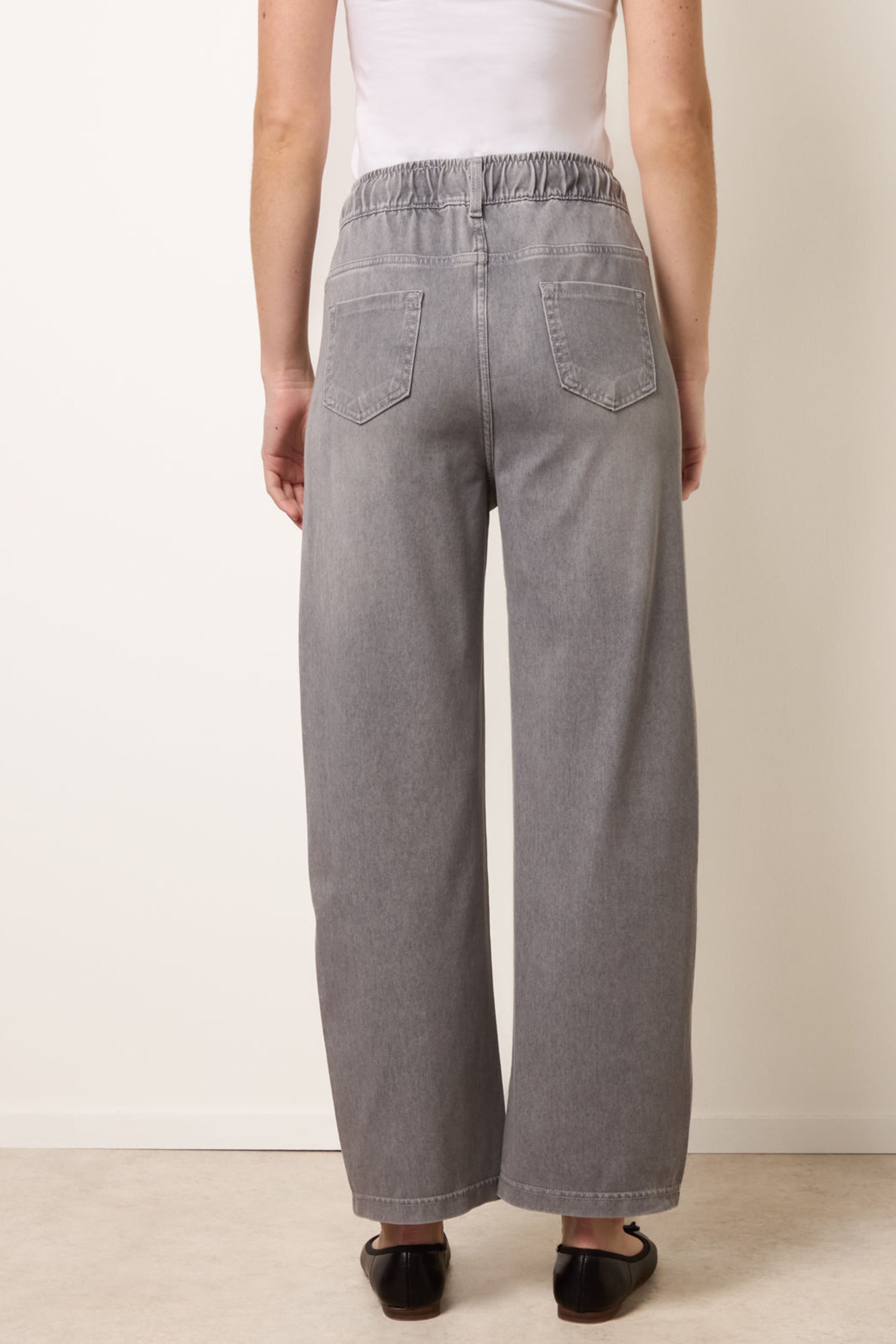 Blue Vanilla Light Grey Drawstring Seam Detail Wide Leg Jeans