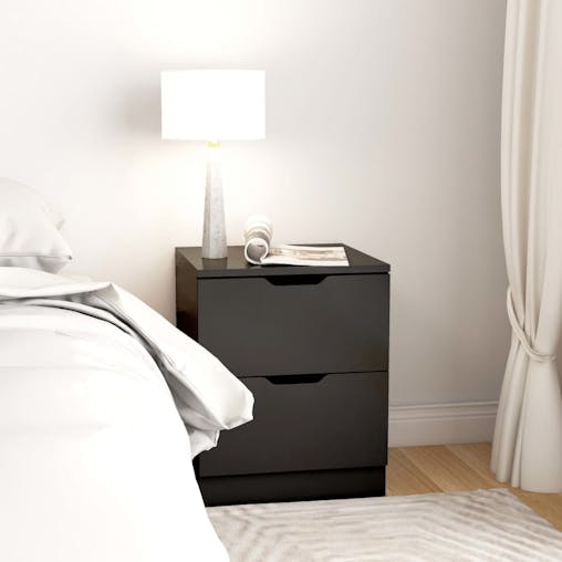 NNEVL Bedside Cabinets 2 pcs Black 40x40x50 cm Chipboard