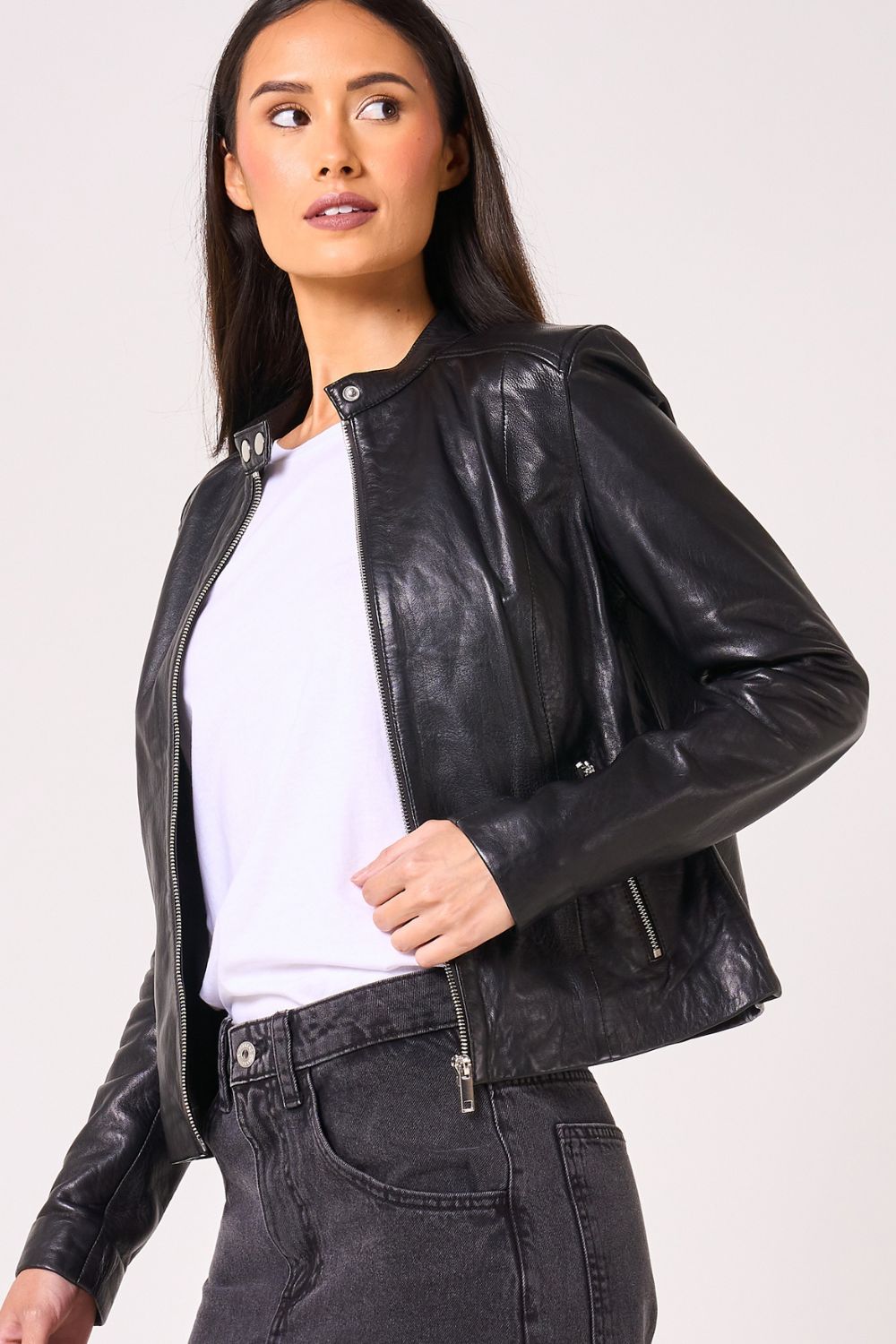 Barneys Originals Real Leather Racer Jacket