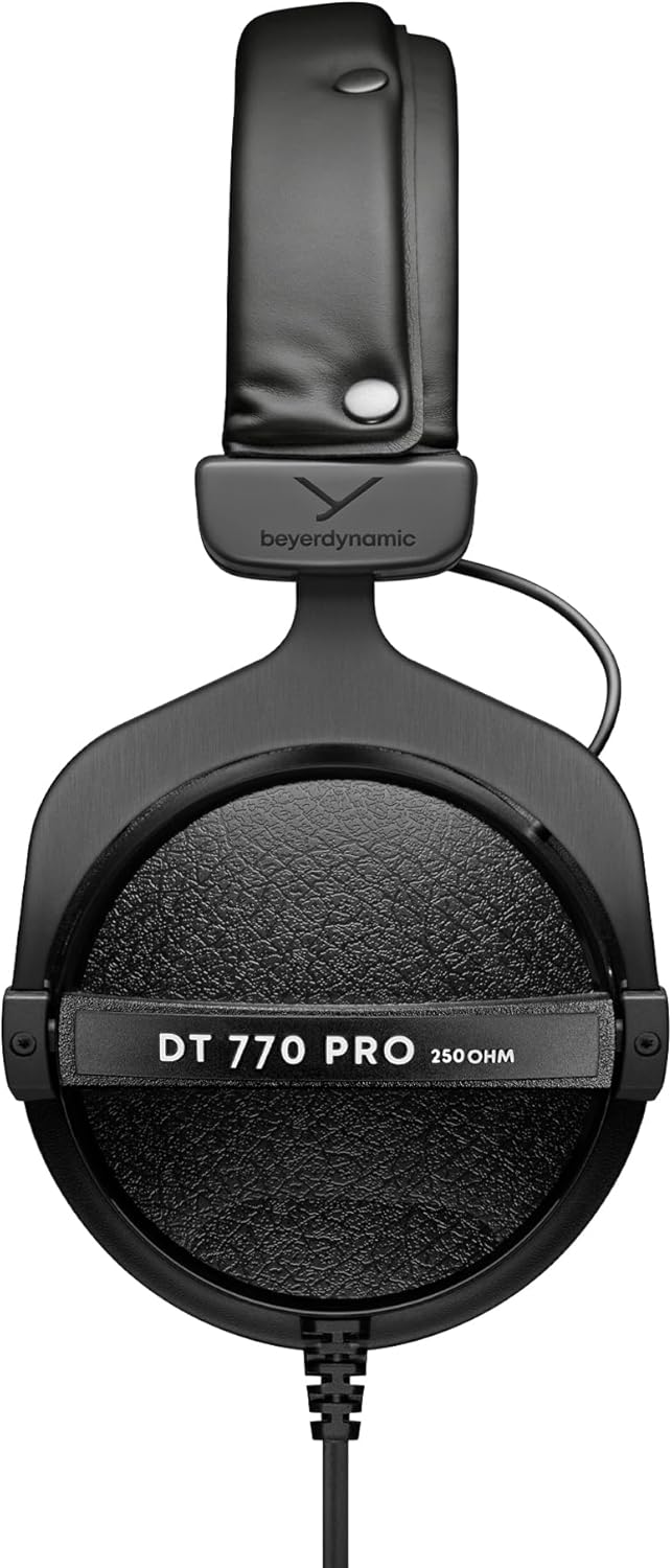 beyerdynamic DT 770 PRO, Wired Headphones, 3m Coiled Cable, Black with Gray Ear Pads