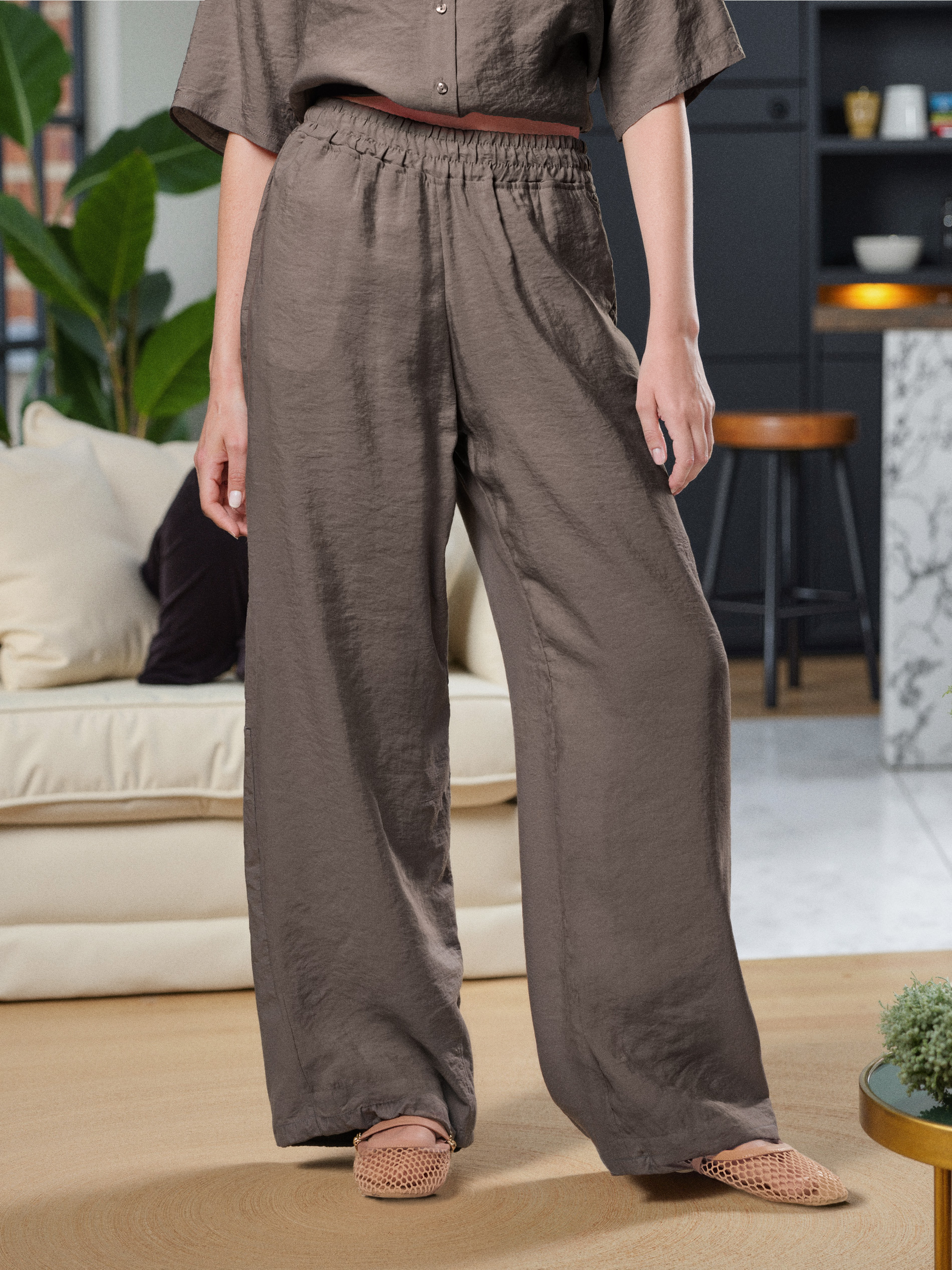 Spodnie wide leg z modalem