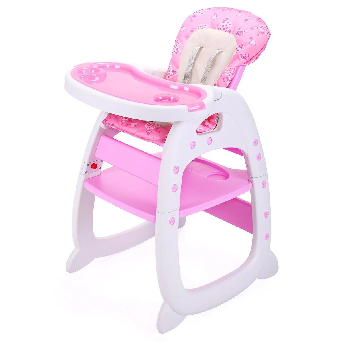 Multipurpose Adjustable Highchair for Baby Toddler Dinning Table with Feeding Tray and 5-Point Safety Buckle, Pink