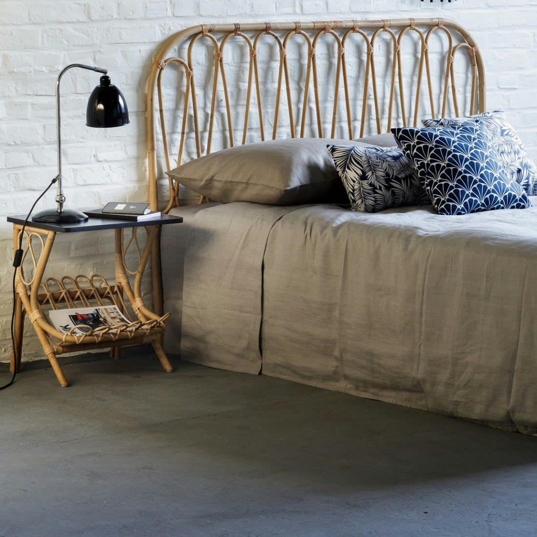 VOLUTES - Tête de lit en rotin vintage L160