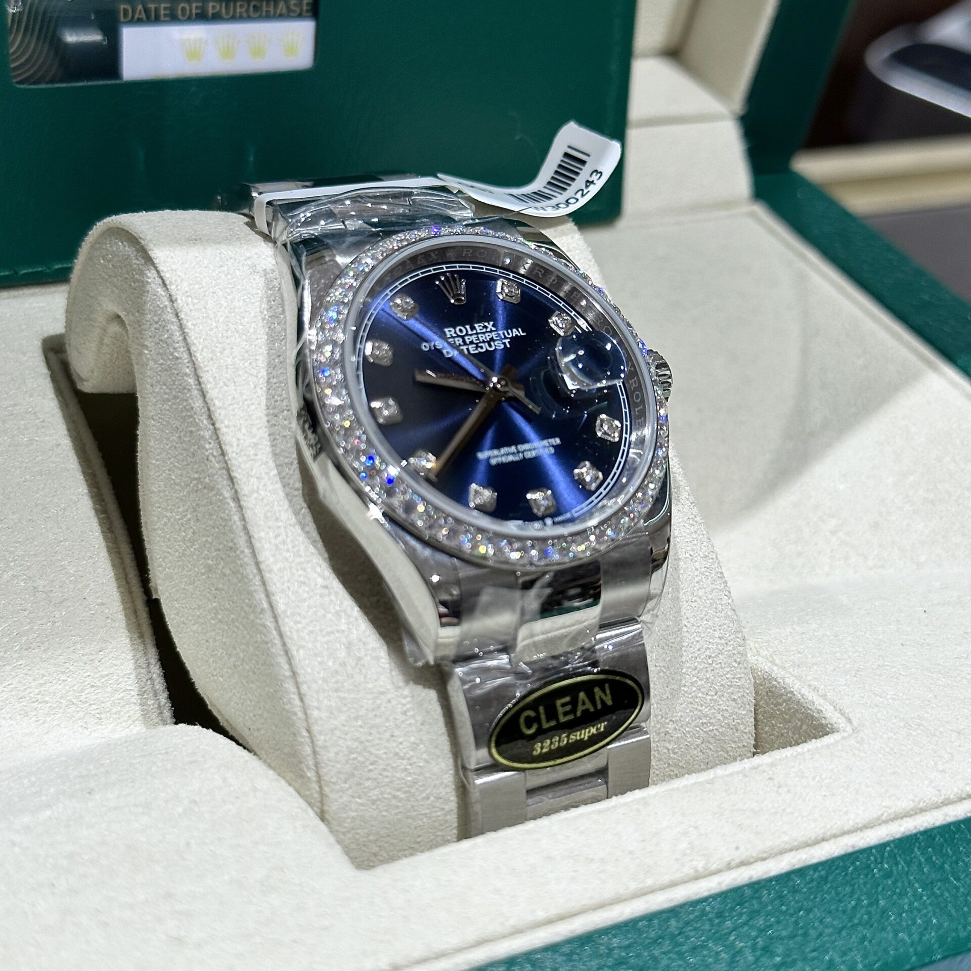 Rolex Datejust 904L Steel Black Dial With Diamonds 41mm Oyster Super Clone