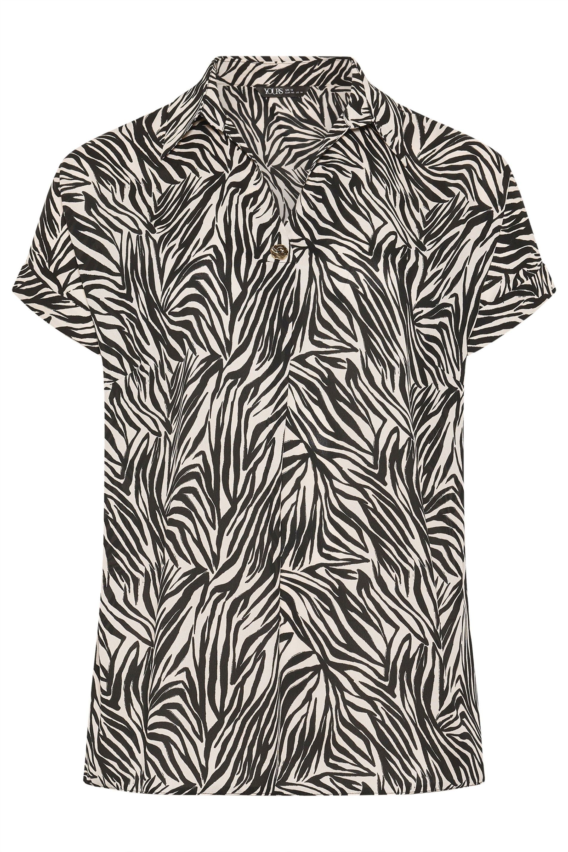 Yours Zebra Button Half Placket Blouse