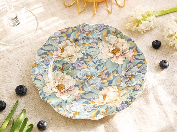 Kpl. 2 talerzy deserowych Duo - Peony blue 15.PEO-B.K2TD