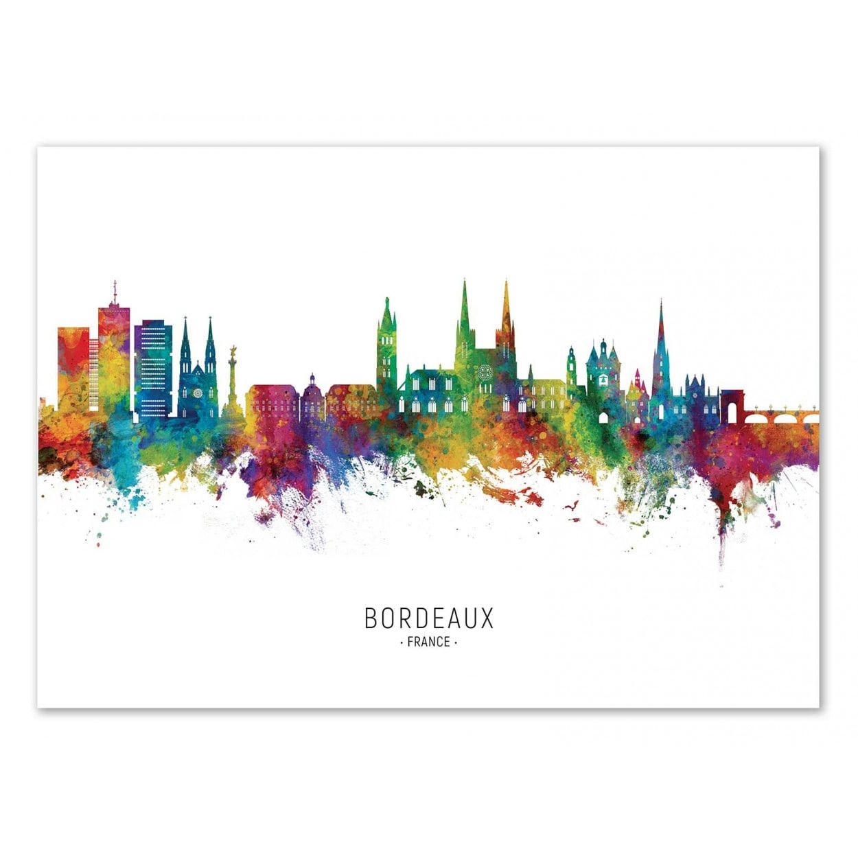 MICHAEL TOMPSETT - BORDEAUX FRANCE SKYLINE -  Affiche d'art 30 x 40 cm