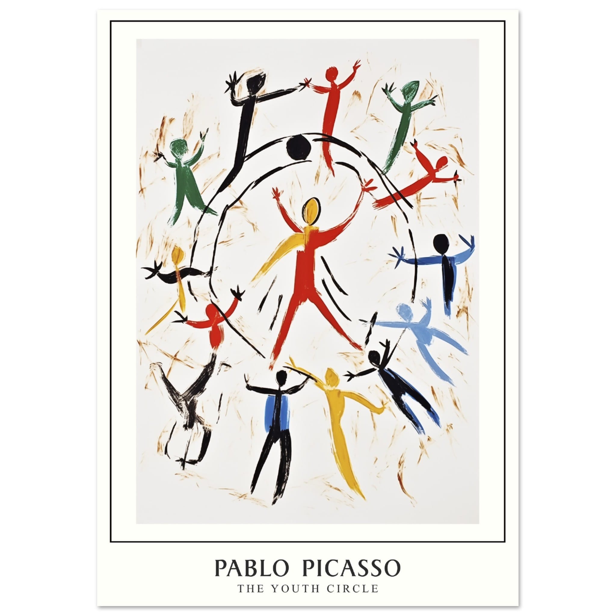 Artfulprints Poster Pablo Picasso - The youth circle  - A4 21x29.7 cm - Meerkleurig