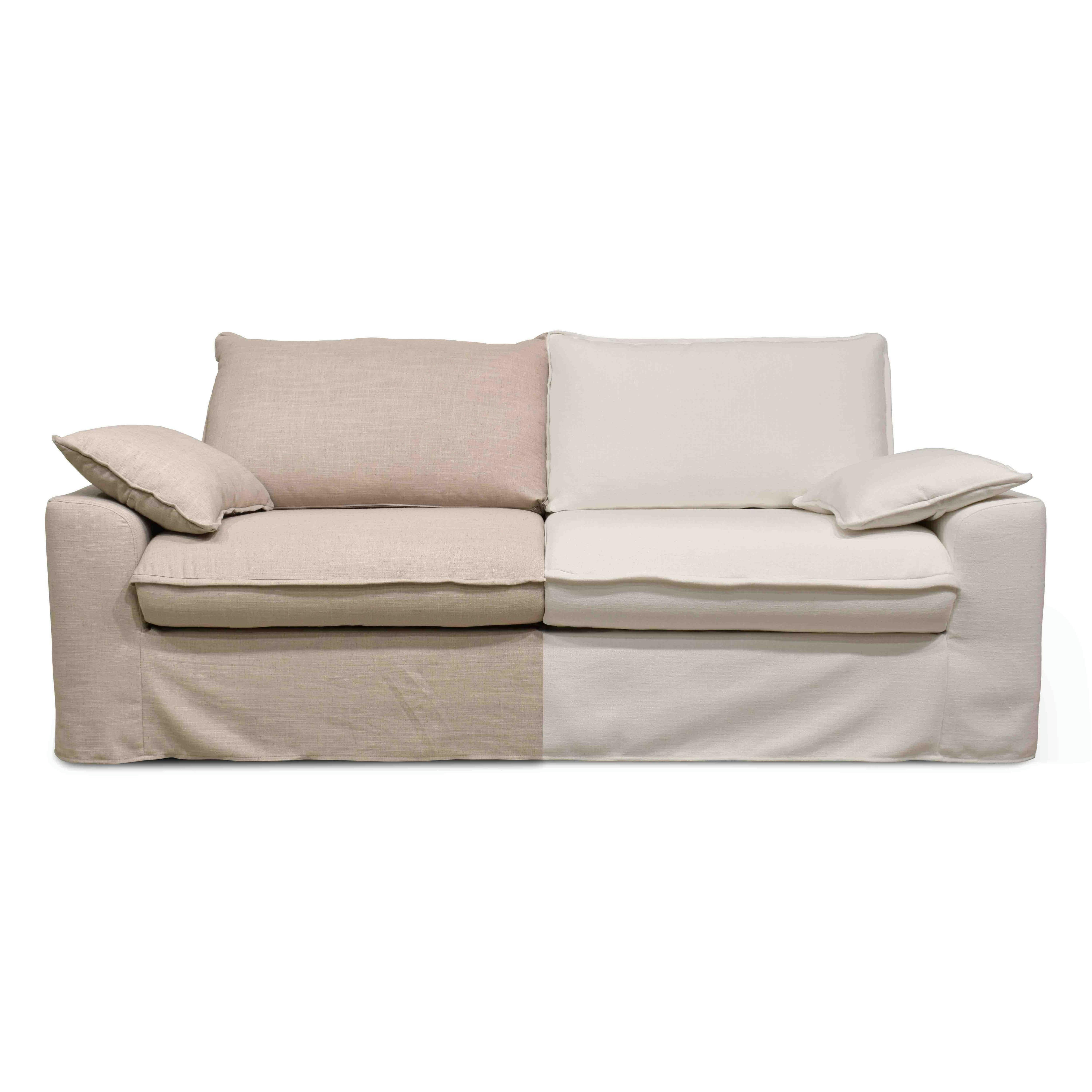 JAROD - Canapé tissu 3 places avec une housse supplémentaire blanc