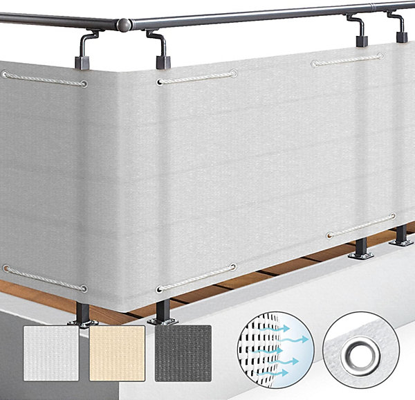 Brise Vue Balcon Extérieur 90x500 cm Protection Opaque pour Balcon Terrasse, Résistant à l'eau Blanc