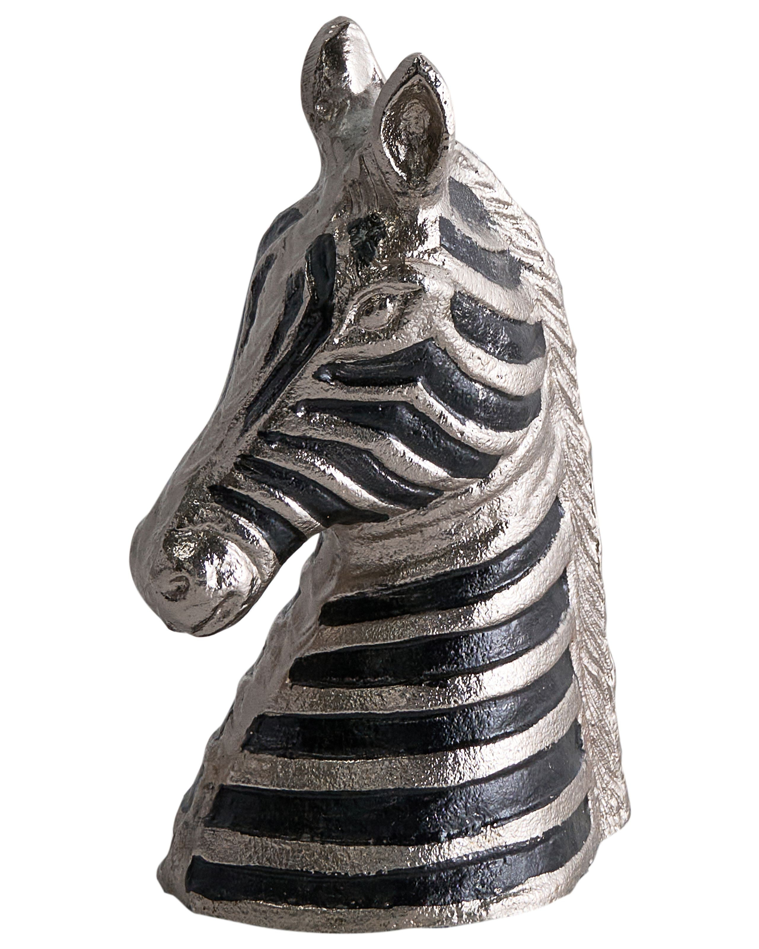 Figurka dekoracyjna ozdoba metalowa zebra srebrna