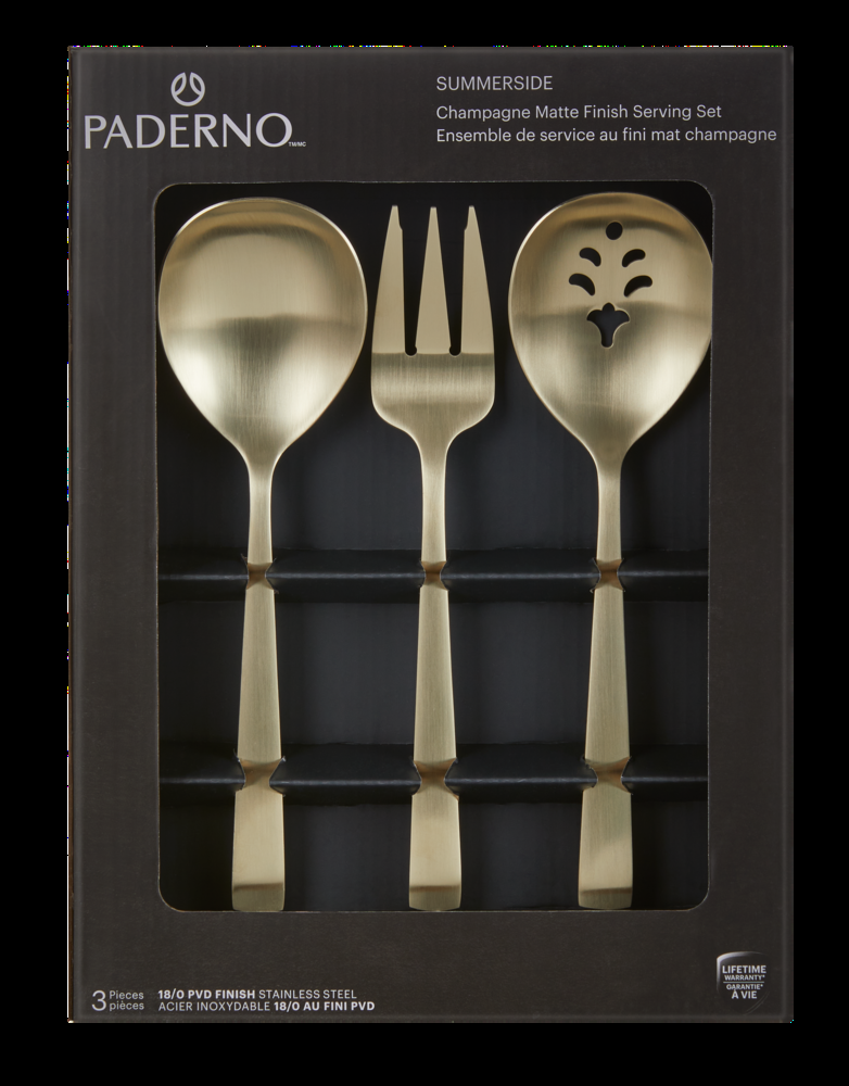 PADERNO Summer Side Serving Set, Champagne Matte Finish, 3-pc