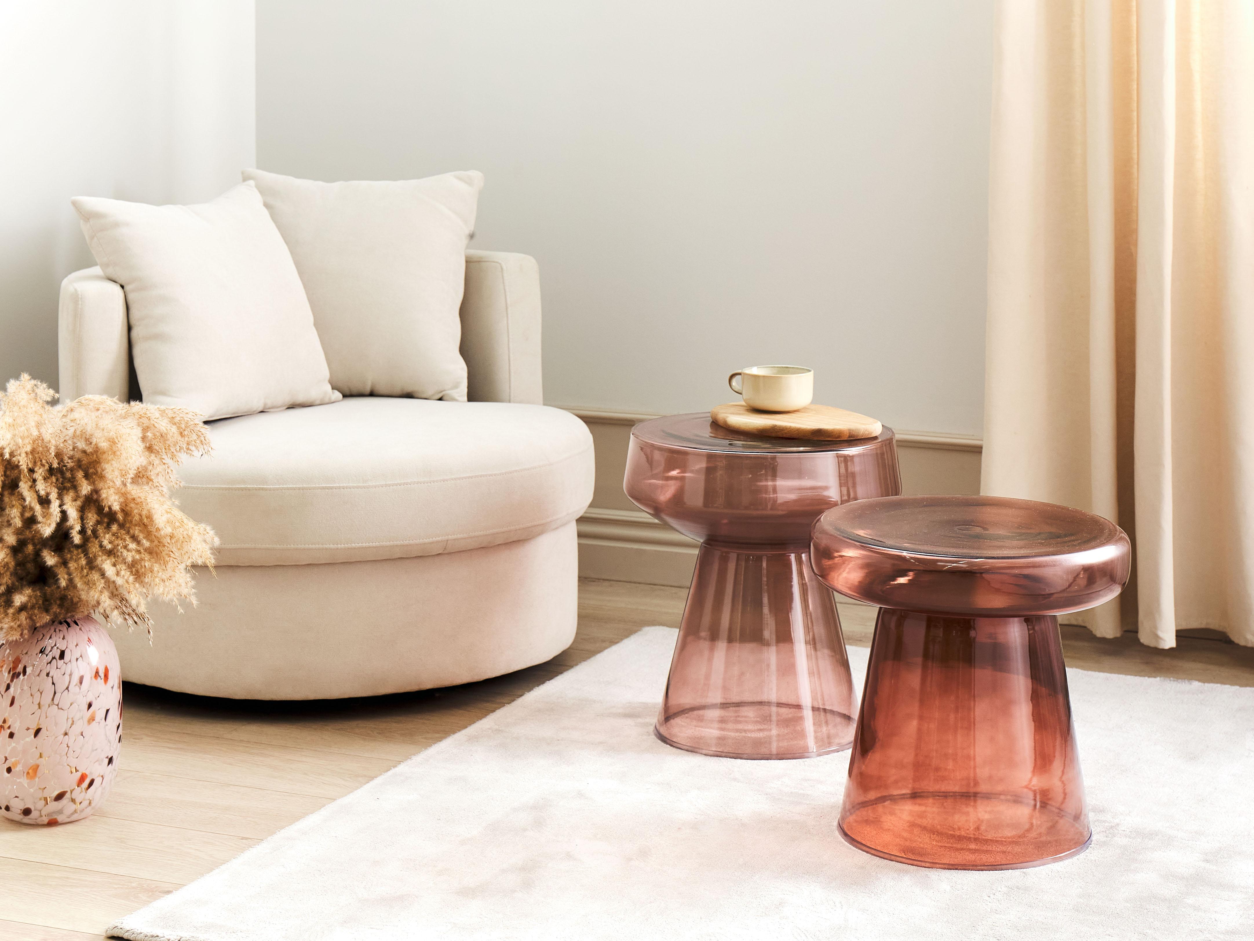 Set of 2 Side Tables LAGUNA/CALDERA Glass Red