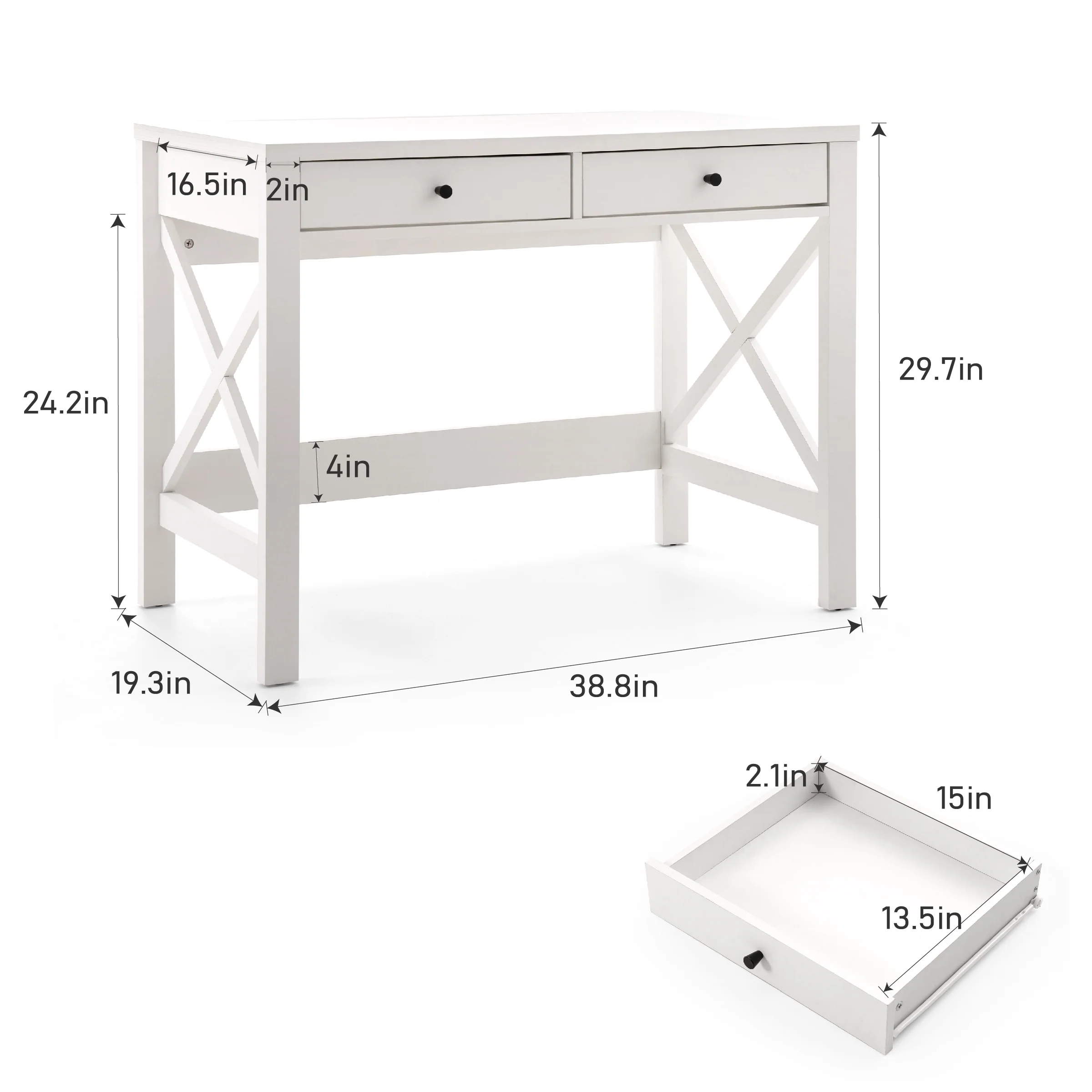 Pellebant Computer Writing Desk with 2 Drawers